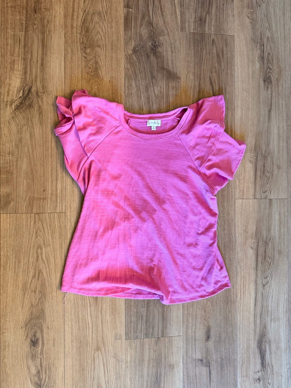 Wonderly Hot Pink Ruffle Short Sleeve Tee